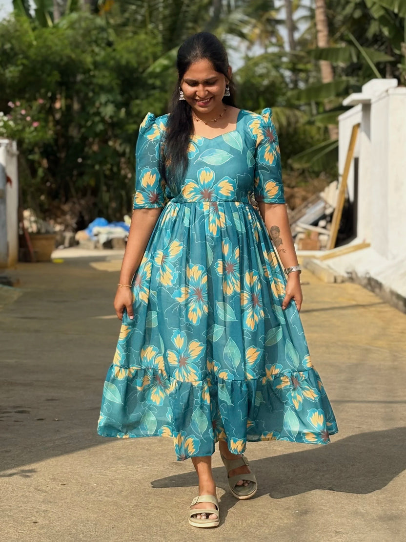 Teal Flora Maxi