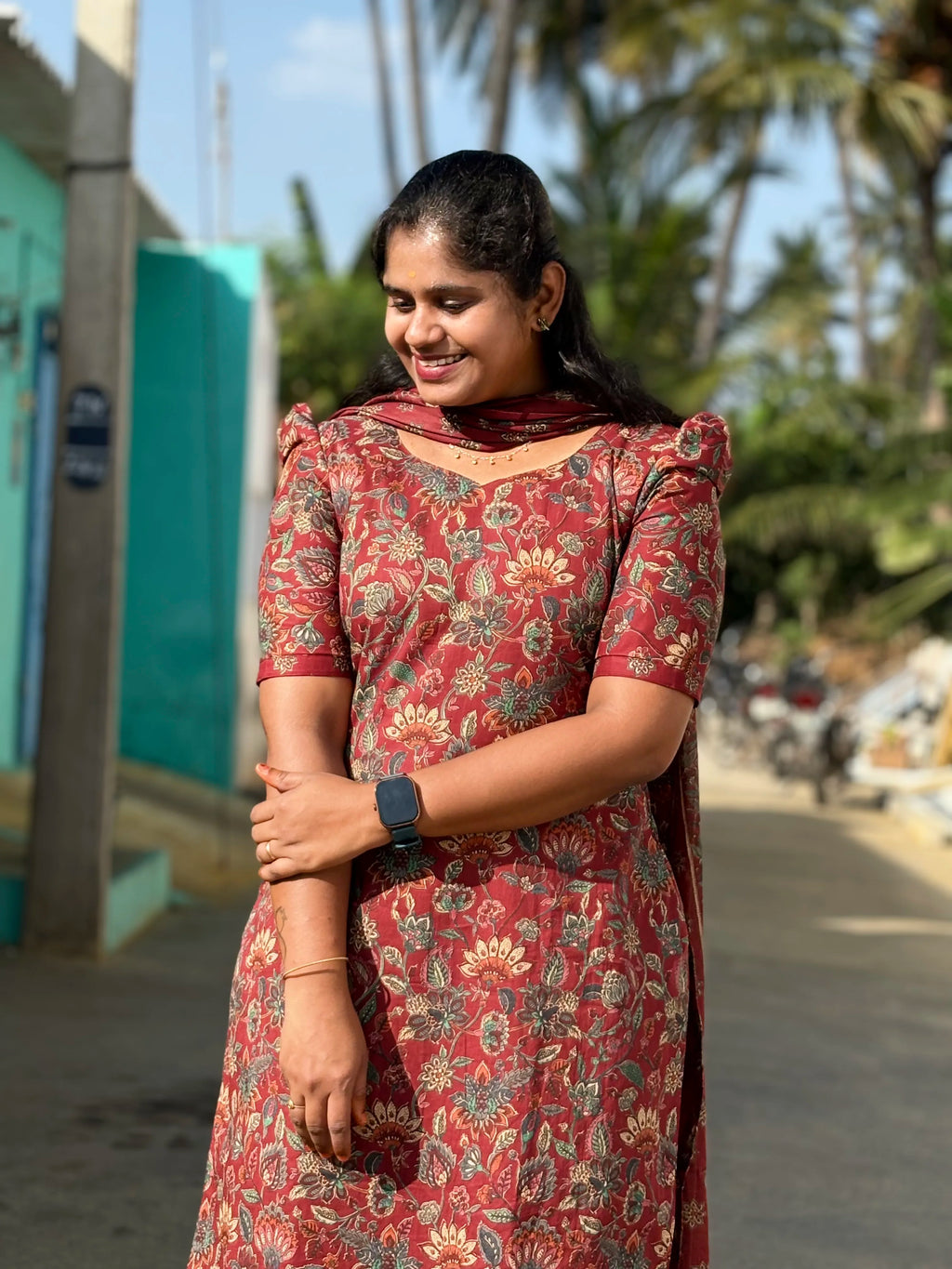 Rust Floral Mulmul Set