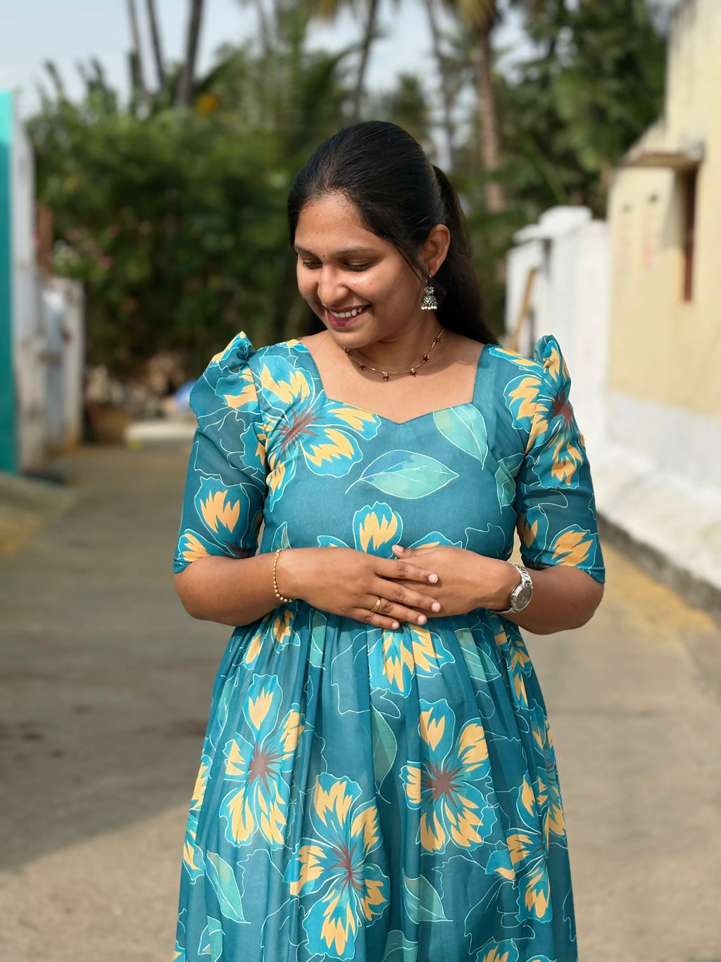 Teal Flora Maxi
