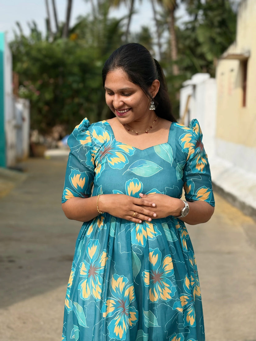 Teal Flora Maxi