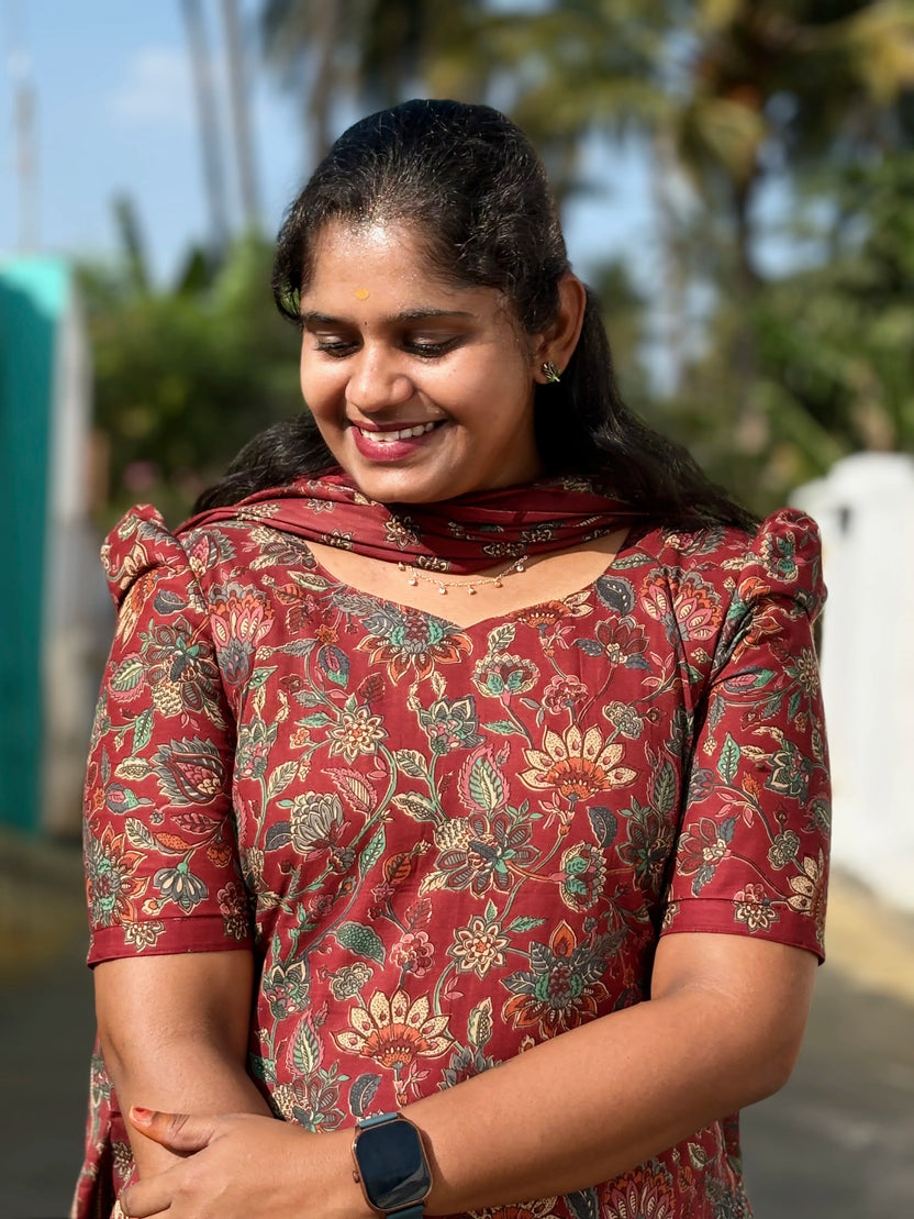 Rust Floral Mulmul Set