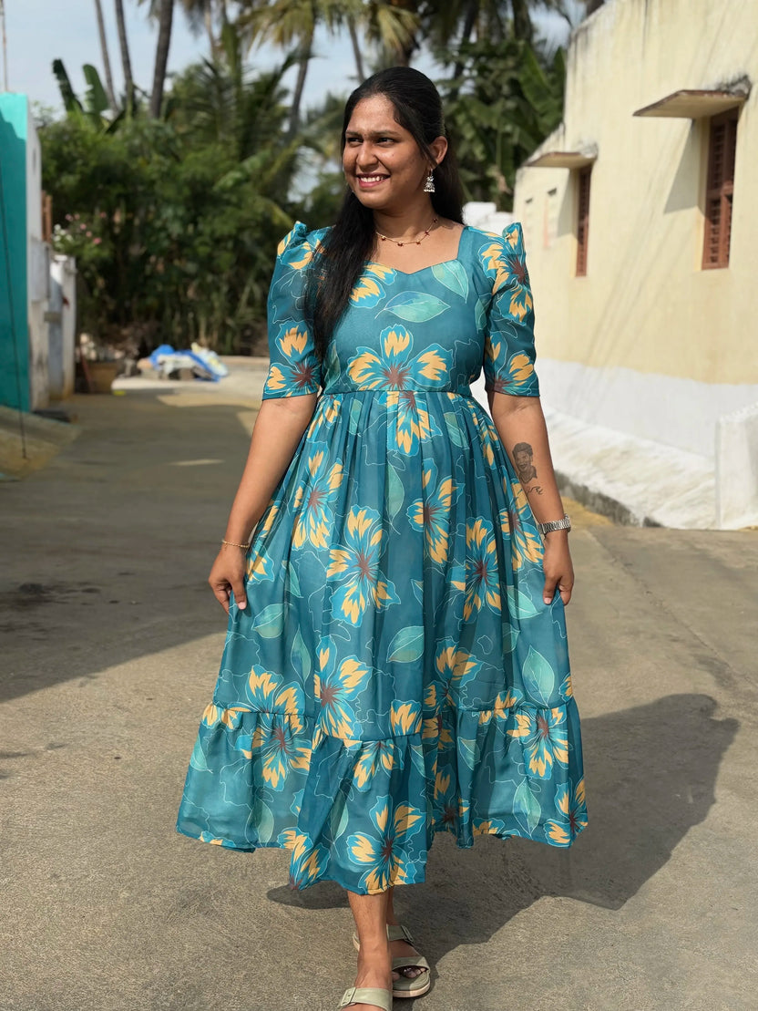 Teal Flora Maxi